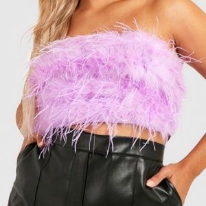 boohoo Women's Feather Bandeau Crop